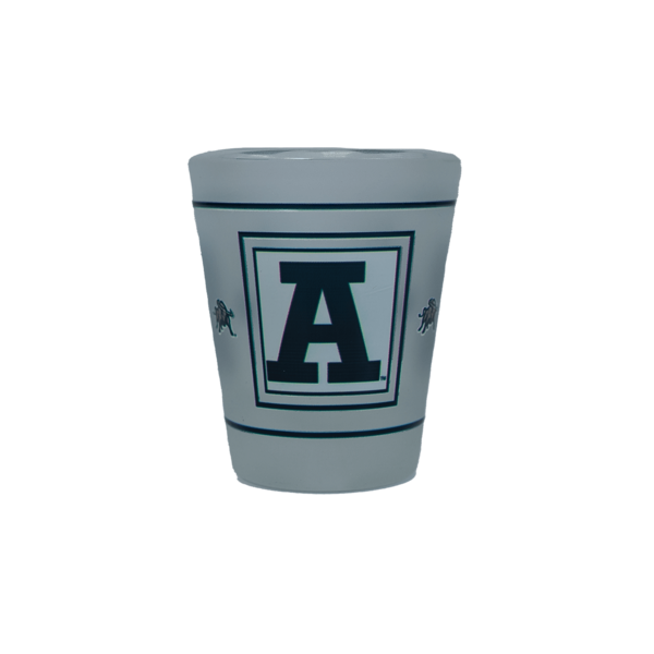 Block 'A', Aggie Bull, Frosted, Shot Glass